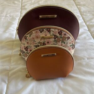 Poppy & Peonies Brown, Floral, and Burgundy Cosmetic Bag Set
